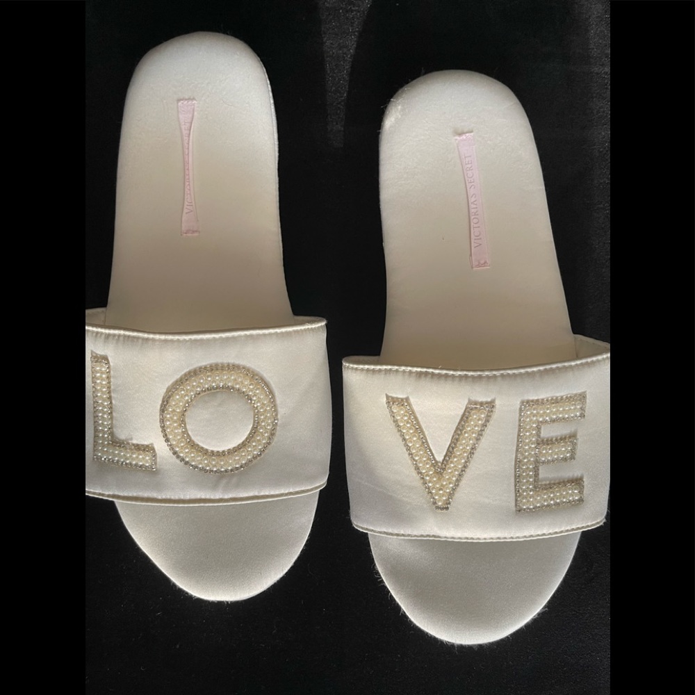 Victoria’s Secret Bride satin slippers